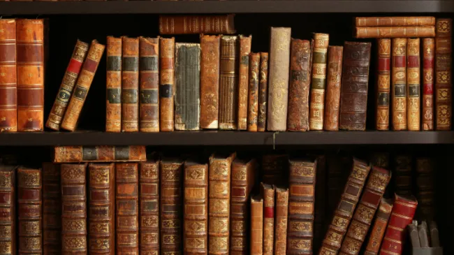 old books on shelves